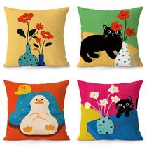 Capa de travesseiro: tecido de pelúcia abstrato inspirado em dopamina de 35 x 35 cm