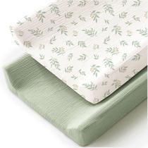 Capa de trocador MairMore, pacote com 2 unidades, algodão musselina, 81 x 41 cm Capa de trocador MairMore, pacote com 2 unidades, algodão musselina, 81 x 41 cm