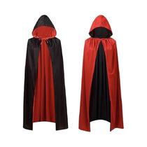 Capa De Vampiro Vermelha E Preta Para Crianças E Adultos Com Capuz, Reversível, Fantasia De