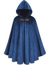 Capa de veludo com capuz renascentista Cape GRAJTCIN para homens azul
