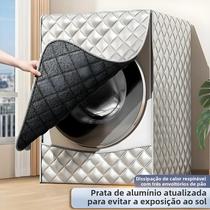 Capa De Veludo Espessada Para Máquina De Lavar E Secar Proteção Solar Isolamento Térmico À Prova