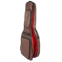 Capa De Violão Marrom Clássico Acolchoada Ultra Premium Pelúcia Vermelha - JL Bag