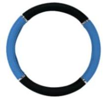 Capa de volante 38cm (modelo 4 cromo com relevo) preto/ azul com friso cromado novat n89prazm
