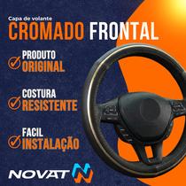 Capa de volante cromado frontal preto