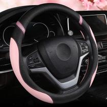 Capa de volante Cxtiy Leather para carro 38 cm rosa