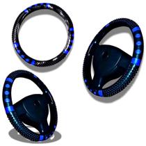 Capa de Volante de carro com massageador Universal Azul e preta veículos gol Fox uno mobi Fiesta