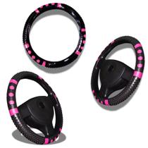 Capa de Volante de carro com massageador Universal rosa e preta veículos gol Fox uno mobi Fiesta