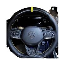 Capa De Volante De Carro Em Couro De Fibra De Carbono Para Volkswagen VW Atlas Golf 8 Jetta Passat
