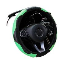 Capa de Volante de Carro em Couro PU com Fibra de Carbono - 14,5 a 15 Polegadas