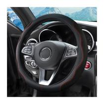 Capa de volante de carro zipelo de couro preto de 14,5-15 cm