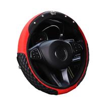 Capa de Volante de Couro com Coroa de Diamante (14,5-15 Polegadas) - Acessório para Carro