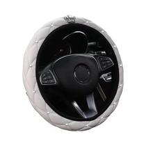 Capa De Volante De Couro Macio Com Diamantes Para Carros De 14.5-15 Polegadas Acessório Brilhante