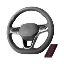 Capa De Volante De Couro Marrom Para Volkswagen VW Golf 8 Passat ID3 Arteon Caddy 2019-2022 Capa De Volante De Couro Marrom Para Volkswagen VW Golf 8 Passat ID3 Arteon Caddy 2019-2022