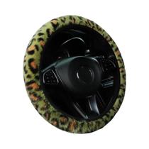 Capa De Volante De Pelúcia Curta Quente De Inverno Com Estampa De Leopardo Em Pele Sintética De