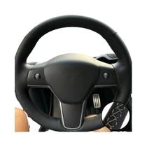 Capa De Volante Em Couro Microfibra Respirável E Antiderrapante Para Tesla Model 3 E Model Y,