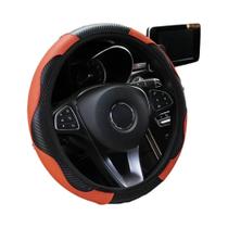 Capa De Volante Em Couro PU De Fibra De Carbono De 14.5-15 Polegadas, Suprimentos Automotivos