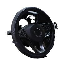 Capa De Volante Em Couro PU Xadrez Com Decoração Em Relevo 3D De Linha Dupla Para Carro