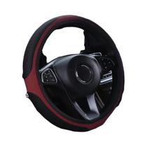 Capa De Volante Em Couro Respirável Com Malha Elástica 14.5-15 Polegadas Para Interior De Carro