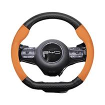 Capa De Volante Em Couro Respirável Com Textura De Fibra De Carbono Fosca Para Byd Dolphin Mini Seal