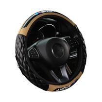Capa De Volante Esportiva Em Couro PU Com Cristais E Fibra De Carbono Bordada Para Carros De 14.5-15