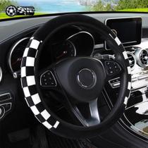 Capa De Volante Xadrez De Pelúcia Macia E Quente Para Suprimentos Automotivos Interiores De Carro De