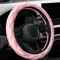 Capa de volante YOGURTCK Cute Diamond Pink Leather 38cm Capa de volante YOGURTCK Cute Diamond Pink Leather 38cm