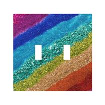 Capa Decorativa para Interruptor de Luz Oilbiexn Arco-Íris com Glitter, 2 Módulos Capa Decorativa para Interruptor de Luz Oilbiexn Arco-Íris com Glitter, 2 Módulos