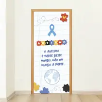 Capa Decorativa para Porta Tema Autismo com Frase de Inclusão e Conscientização Ideal para Escolas Capa Decorativa para Porta Tema Autismo com Frase de Inclusão e Conscientização Ideal para Escolas