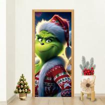 Capa Decorativa Porta Natalina Personagem Verde Enfeite Divertido Natal Criativo para Casa