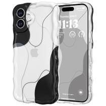 Capa DEFBSC para iPhone 16 Plus, arte ondulada transparente, durável
