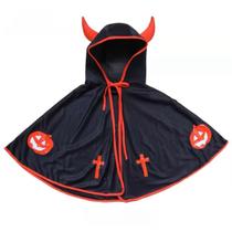 Capa Diabinho Com Capuz Infantil Festa Fantasia Halloween