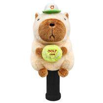 Capa Divertida de Capivara com Raquete de Tênis para Taco de Golfe, Capas de Pelúcia para Taco de Golfe, Tamanho Pequeno para Híbridos e Ferros, Tamanho Grande para Driver Padrão 460cc