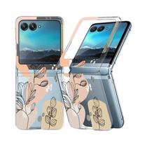 Capa Dobrável Transparente Com Padrão De Flores À Prova De Choque Para Motorola Razr 40 50 Ultra,