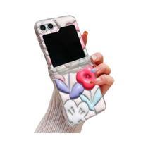 Capa Dura Dobrável Com Pintura a Óleo De Flores Para Samsung Galaxy Z Flip 7 FE 6 5 4 3 5G