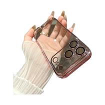 Capa Dura Transparente Brilhante Em PC Para iPhone pro Max plus Protetor De Câmera Tampa Traseira