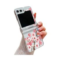 Capa Dura Transparente Com Padrão De Flores Para Samsung Galaxy Z Flip 7 6 5 4 5G