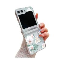 Capa Dura Transparente Com Padrão De Flores Para Samsung Galaxy Z Flip 7 6 5 4 5G