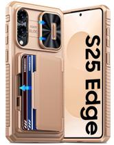Capa e carteira GooseBox para Samsung Galaxy S25 Edge RFID dourada Capa e carteira GooseBox para Samsung Galaxy S25 Edge RFID dourada