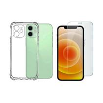 Capa e folha de mica de vidro para iPhone 12 anti-choque