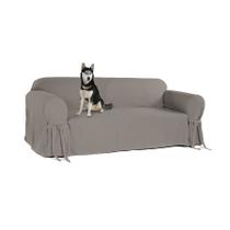 Capa e Protetor de Sofá Exclusivo 4 Lugares em Gorgurão Cinza Resistente Pet Criança Cachorro Lisa Lar Sala Ambiente