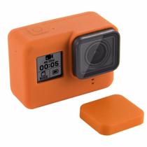 Capa e tampa silicone direto câmera GoPro 5-7 - laranja Capa e tampa silicone direto câmera GoPro 5-7 - laranja