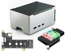 Capa ElectroCookie Raspberry Pi 5 em alumínio com SSD M.2 NVMe
