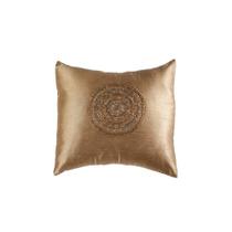 Capa em Almofada em Poliéster Dourada Bordada com Miçangas A40xL40 cm Capa em Almofada em Poliéster Dourada Bordada com Miçangas A40xL40 cm