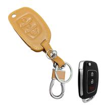 Capa em Couro Chaveiro Chave Canivete 3 Botão Hyundai Tucson Sonata Santa Fé