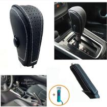 Capa em Couro Manopla de Câmbio Automático e freio de mão Nissan Sentra 2014 a 2020