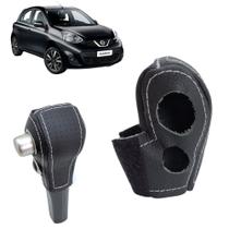 Capa em Revestimento Couro Alavanca do Câmbio Automático Nissan Versa March 2017 à 2020