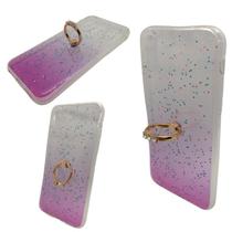 Capa em silicone com anel compatível com apple iphone x / xs (tela: 5.8") (4g) cor:transparente / roxa com brilho
