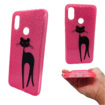 Capa em silicone com desenho compatível com xiaomi mi 8 (tela: 6.21") (4g) cor:rosa / desenho gata
