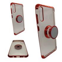 Capa em silicone com suporte compatível com samsung galaxy a70 (tela: 6.7") (4g) cor:transparente / borda vinho - FASHION CASE