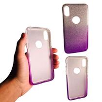 Capa em silicone compatível com apple iphone x / xs (tela: 5.8") (4g) cor:prateada com roxa